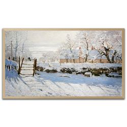 claude monet's the magpie samsung frame tv art 4k, instant download, vintage from the 19th century