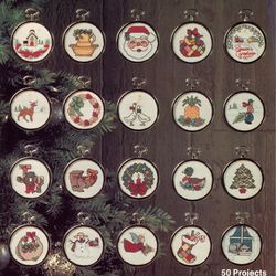 Vintage 50 Round Mini Christmas Ornaments 06 cross stitch pattern PDF Classic Holiday Designs 2-3 inch Instant Download