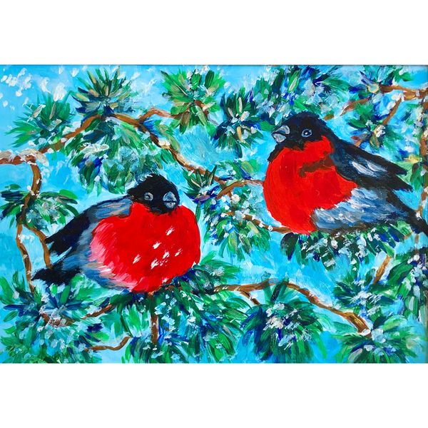 red birds painting