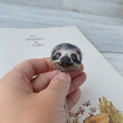 Lazy sloth bookmark Needle felted 3d bookmark Handmade custom bookmark Bookwarm gift for reader Lazy sloth lover gift