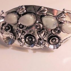 Stunning 925 Sterling Silver Moonstone Cuff Bracelet