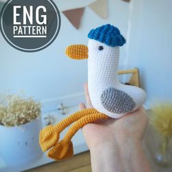 Amigurumi Seagull Crochet pattern. Amigurumi bird crochet tutorial