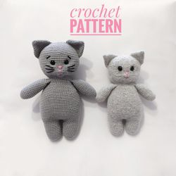 Cat crochet pattern, plush kitten pattern, crochet amigurumi kitty, easy PDF pattern