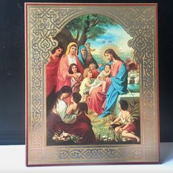 Christ Blessing The Children | Inspirational Icon Decor| Size: 8 3/4"x7 1/4"