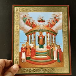 The Icon of Sophia, the Wisdom of God (Kiev) | Gold foiled icon | Inspirational Icon Decor| Size: 8 3/4"x7 1/4"