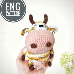 Amigurumi Cow crochet pattern. Amigurumi farm bull crochet pattern