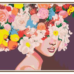 Art Women - Flowers - 002 / Cross Stitch pattern PDF