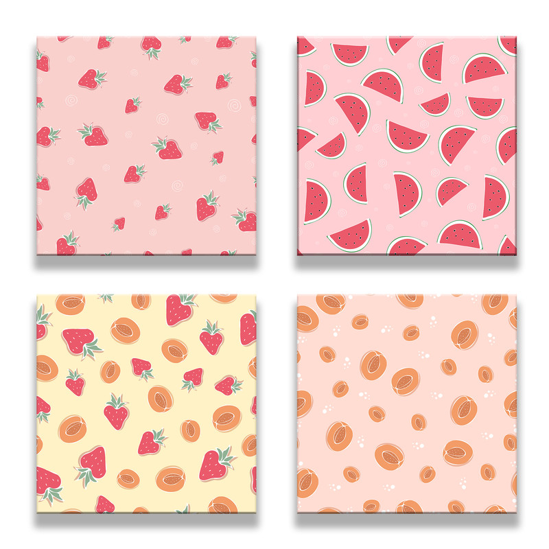 seamless pattern watermelon strawberry peach