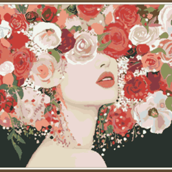 Art Women - Flowers - 005 / Cross Stitch pattern PDF