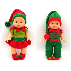 Christmas crochet doll clothes pattern. Crochet Pattern for Elf Dress, Overall, Hat and Boots for Paola Reina Gordi doll
