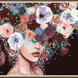 art women - flowers - 006 / cross stitch pattern pdf