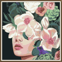 Art Women - Flowers - 009 / Cross Stitch pattern PDF / Digital Instant Download