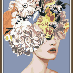 Art Women - Flowers - 010 / Cross Stitch pattern PDF / Digital Instant Download