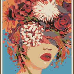 Art Women - Flowers - 0011 / Cross Stitch pattern PDF