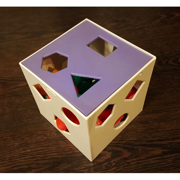 5 Vintage USSR Developing Toy Sorter Logical cube with through holes 1980s.jpg