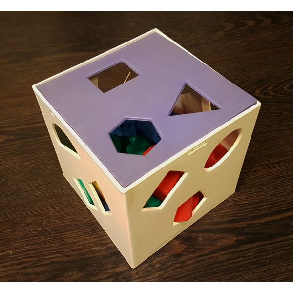 11 Vintage USSR Developing Toy Sorter Logical cube with through holes 1980s.jpg