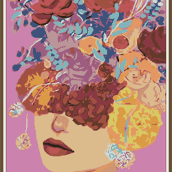 Art Women - Flowers - 0012 / Cross Stitch pattern PDF