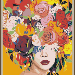 Art Women - Flowers - 0013 / Cross Stitch pattern PDF