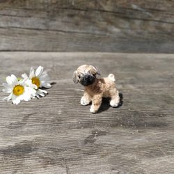 Miniature Knitted Collectible Figure of Plush Puppy Amigurumi Cute Toy