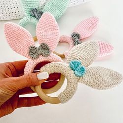 Crochet rabbit ears CROCHET PATTERN toy for baby scratch teeth teether