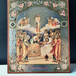 The Dormition of the Mother of God  | Gold foiled icon | Inspirational Icon Decor| Size: 8 3/4"x7 1/4"