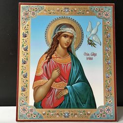 Saint Irene of Rome | Gold foiled icon | Inspirational Icon Decor| Size: 8 3/4"x7 1/4"