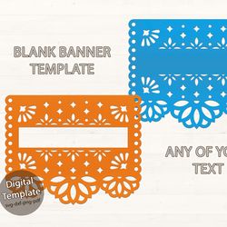 2 SVG blank banner template | Papel picado banner | Papel picado svg | Fiesta banner