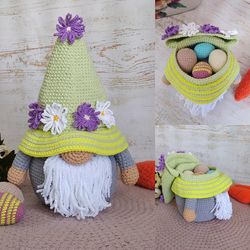 Easter gnome crochet pattern amigurumi pattern pdf file in english easter decor handmade gnome