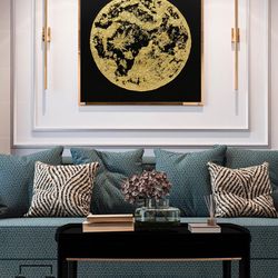 Golden Moon 3D, Modern Acrylic Painting on Canvas, Large Gold leaf Abstract Painting, Original Abstract Painting