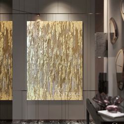 gold leaf abstract, modern acrylic painting on canvas, large gold leaf abstract painting, original abstract painting