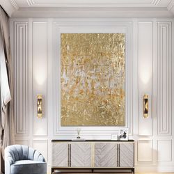gold leaf abstract, modern acrylic painting on canvas, large gold leaf abstract painting, original abstract painting