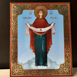 Icon of the Protection of the Most Holy Mother of God | Inspirational Icon Decor | Size: 8 3/4"x7 1/4"