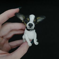 Chihuahua for Rosalie. Miniature crocheted dog. A dog for memory. cute little puppy. Dog gift souvenir. Cute pet.
