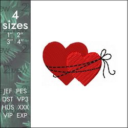 Bound Hearts Embroidery Design, love Valentines day designs, 4 sizes