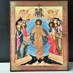 The resurrection of Jesus | Gold foiled icon | Inspirational Icon Decor| Size: 8 3/4"x7 1/4"