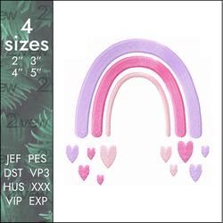rainbow embroidery design, childrens designs, 4 sizes