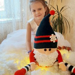 gnome pillow,sitting knit gnome,gnome christmas tree decorations,gnome birthday gift, Plush Christmas Elf Doll