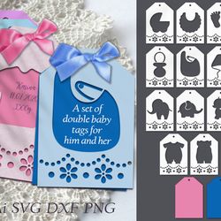 a set of double baby tags for him and her. cutting file