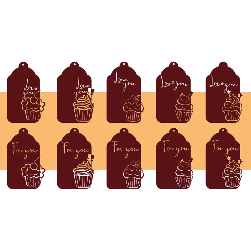 Example Cake Tag Tags with cakes. File for cutting | Inspire Uplift