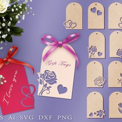Collection of gift tags. Valentine's Day, wedding