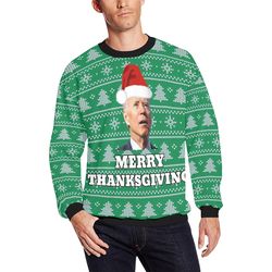 Funny Joe Biden Merry Thanksgiving Santa Ugly Christmas Sweater
