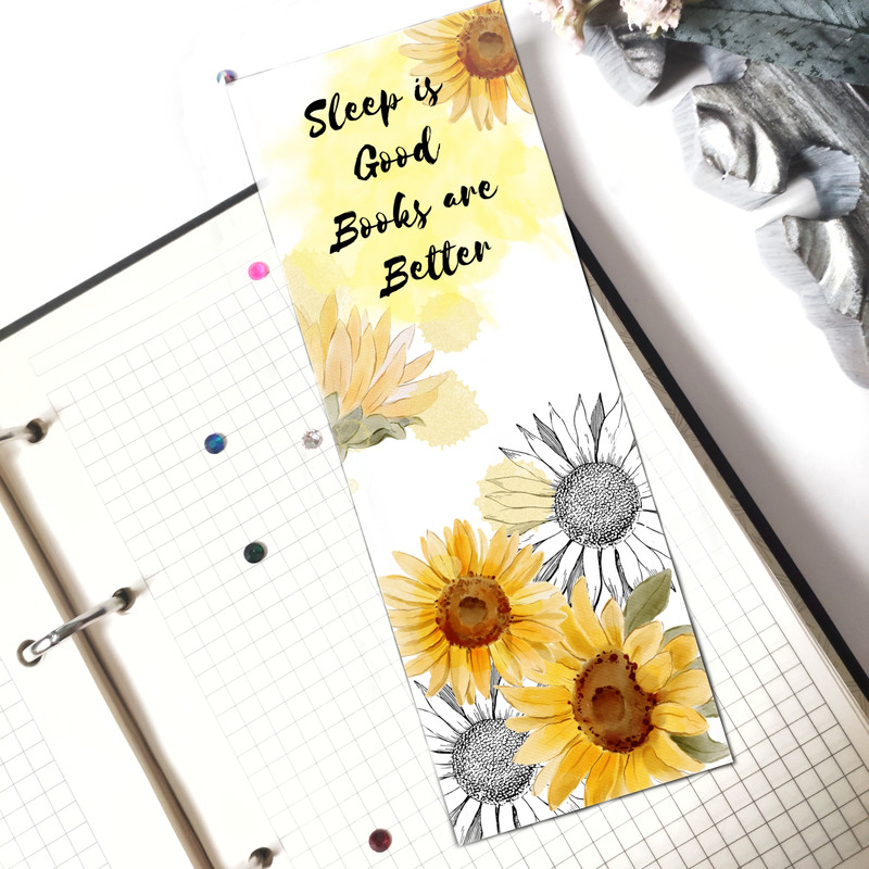 Printable Bookmarks sunflower Books lover gift