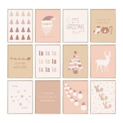neutral christmas set of 12 prints, boho christmas gallery wall art, pastel christmas nursery art print, pink christmas