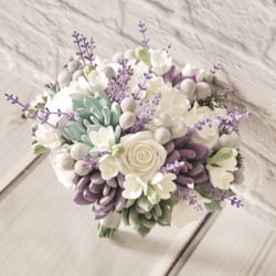 wedding bouquet , purple mint bridal bouque t, white peony bouquet , succulent bouquet , lavender bouquet