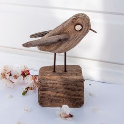 A small wooden bird from driftwood, decoration of any interior and a great birthday gift, eco-decor for home, handmade
