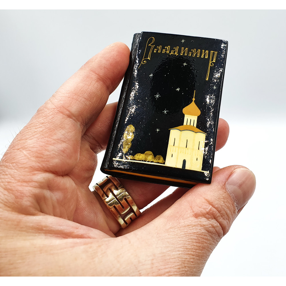 2 Vintage Russian Lacquer Miniature Art Notepad VLADIMIR Handpainted Cover Mstera USSR 1987.jpg