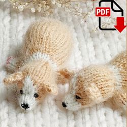 Corgi knitting pattern Amigurumi dog pattern. English and Russian PDF.