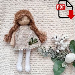 Emma doll knitting pattern. English and Russian PDF.
