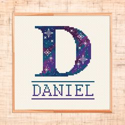 letter cross stitch pattern monogram d cross stitch baby name cross stitch space themed nursery