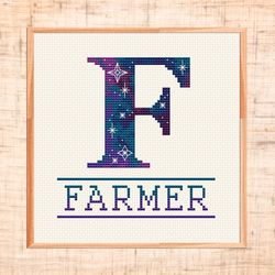 letter f cross stitch pattern monogram cross stitch family name cross stitch galaxy wedding cross stitch customizable